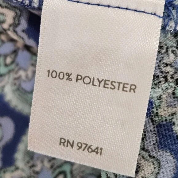 J. Jill Tunic Top XL Blue & Green Floral Paisley Crinkle Flounce Sleeve - Picture 9 of 11